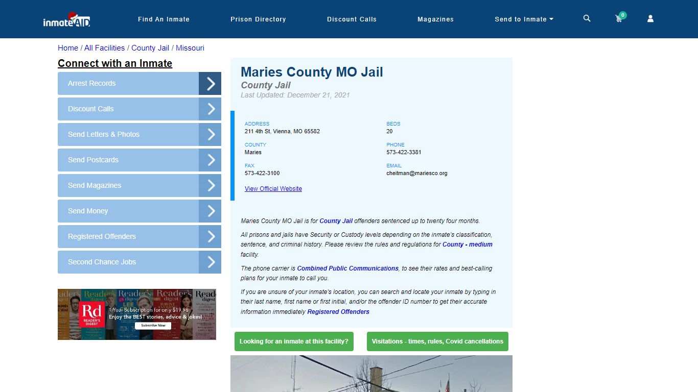 Maries County MO Jail - Inmate Locator - Vienna, MO