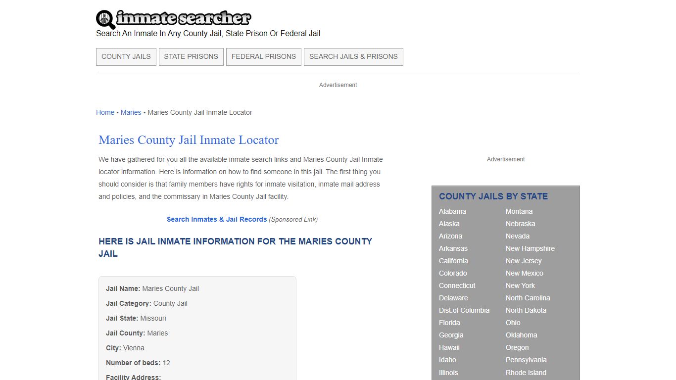 Maries County Jail Inmate Locator - Inmate Searcher